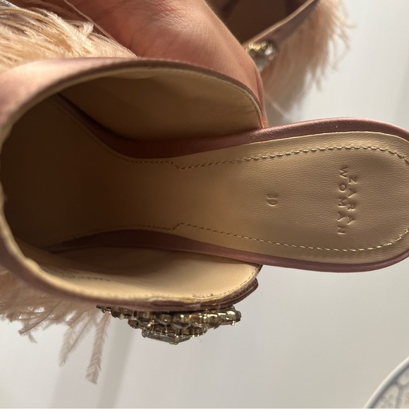 Rare Zara pink nude feather satin open toe mule size 39 - Picture 9 of 13